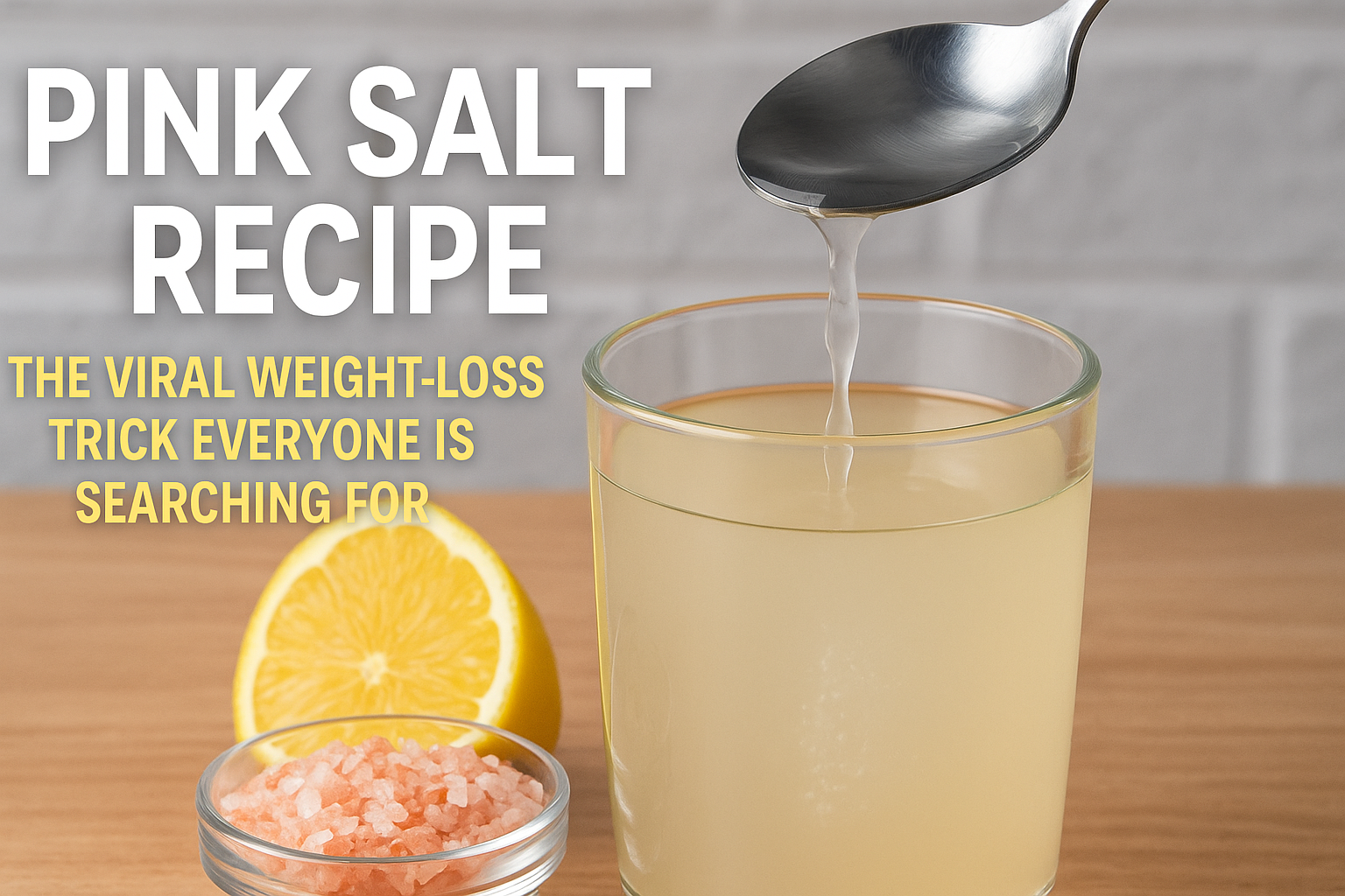 Pink Salt Recipe: The Viral Weight-Loss Trick Everyone Is Searching For 1 Glass of lemon pink salt water with Himalayan salt and fresh lemon slice — simple detox and bloating-relief recipe.