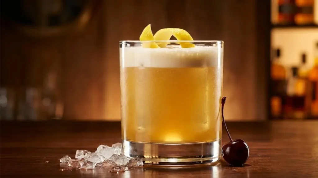 Best Amaretto Sour Recipe: Easy, Smooth & Perfect Every Time! 19 Disaronno Amaretto Sour with rich almond flavor and lemon garnish on a bar counter