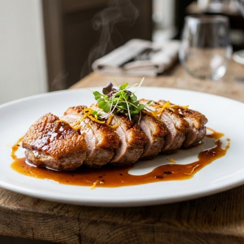 Duck and Sauce Recipe – Easy Restaurant-Style Duck Dinner at Home 3 Duck and sauce recipe with crispy pan seared duck breast drizzled in rich homemade sauce 1