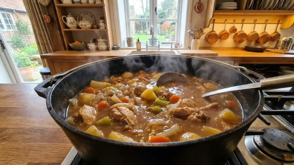 Hearty Chicken Stew Recipe – Easy One-Pot American Comfort Food 17 Hearty chicken stew with tender chicken, potatoes, carrots, and vegetables in a rich broth