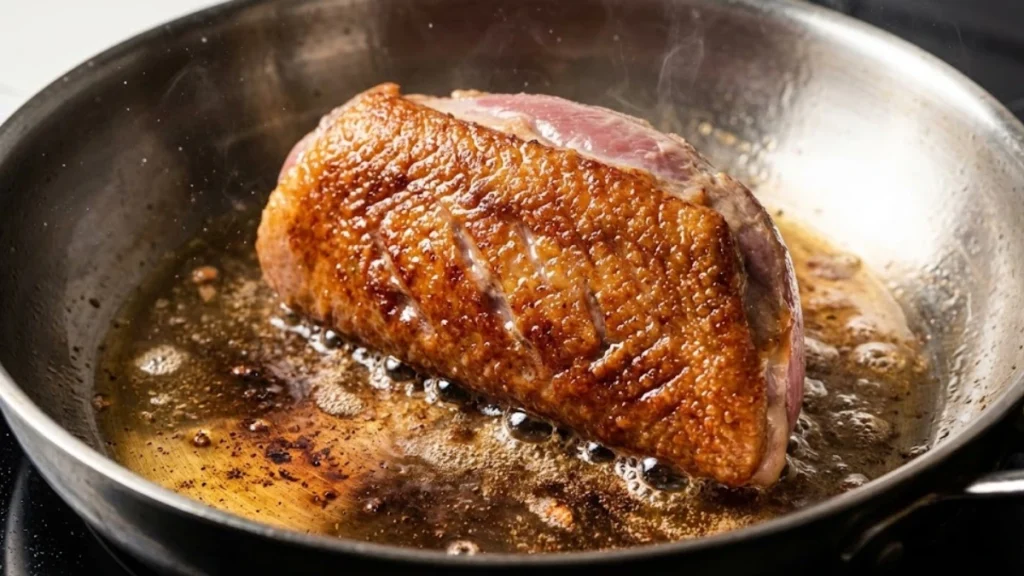 Duck and Sauce Recipe – Easy Restaurant-Style Duck Dinner at Home 2 Homemade duck sauce simmering in a pan until thick and glossy - Duck and Sauce Recipe