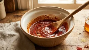 Hot Honey Rub Recipe: The Perfect Sweet & Spicy Seasoning for Chicken, BBQ & More 4 Mixing hot honey rub spices in a bowl to create a sweet and spicy dry seasoning blend