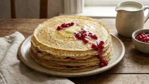 Swedish Pancake Recipe: Thin, Buttery & Better Than Crepes (Ready in 20 Minutes!) 7 Stack of thin Swedish pancakes with delicate edges on a plate