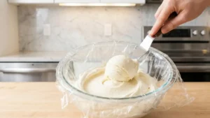 Mark Beahm Baked Alaska Recipe: The No-Fail Ice Cream Dessert Everyone Loves 3 Preparing ice cream dome for baked Alaska