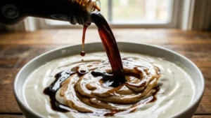 Cookout Sauce Recipe: Easy, Creamy Southern-Style Sauce for BBQ, Burgers & Fries 6 Worcestershire sauce being poured into creamy cookout sauce mixture