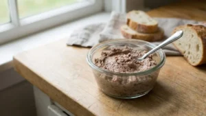 Braunschweiger Dip Recipe – Easy Creamy Party Appetizer 3 Braunschweiger sausage removed from casing and placed in a mixing bowl.
