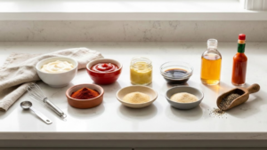 Cookout Sauce Recipe: The Creamy Southern Dip Americans Can’t Stop Loving 3 Clean mixing bowl placed on a kitchen counter, ready for making homemade cookout sauce