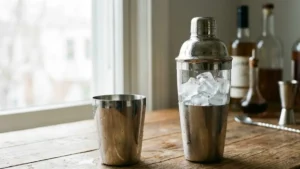 Raspberry Lemon Drop Cocktail Recipe – Bright, Boozy & Ready in Minutes 4 Cocktail shaker filled with ice cubes for raspberry lemon drop cocktail recipe