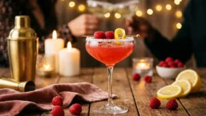 Raspberry Lemon Drop Cocktail Recipe – Bright, Boozy & Ready in Minutes 10 Finished raspberry lemon drop cocktail served chilled in a martini glass