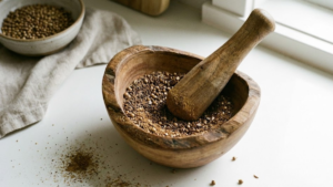 Pharaoh Sauce Recipe 4 Grinding toasted cumin and coriander seeds for Pharaoh sauce