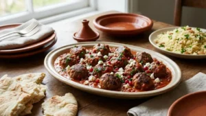 Moroccan Meatballs Recipe – Juicy, Spiced & Simmered in Rich Tomato Sauce 12 Moroccan meatballs served with rich tomato sauce and bread