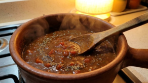 Pharaoh Sauce Recipe 7 Pharaoh sauce simmering in saucepan with spices