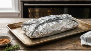 How to Bake Spare Ribs Recipe in the Oven (Tender, Juicy & Fall-Off-the-Bone Every Time) 6 foil wrapped spare ribs ready for oven baking