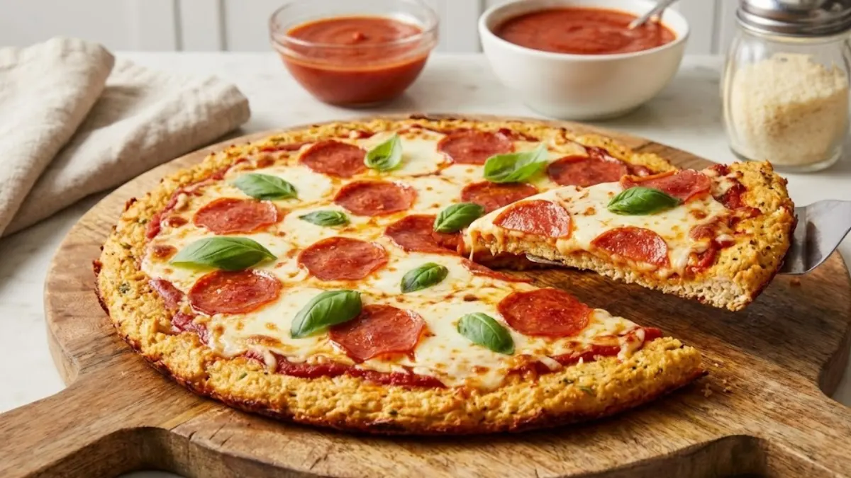 Can chicken pizza crust recipe with crispy edges and melted cheese