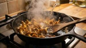 Adding wine to deglaze pan