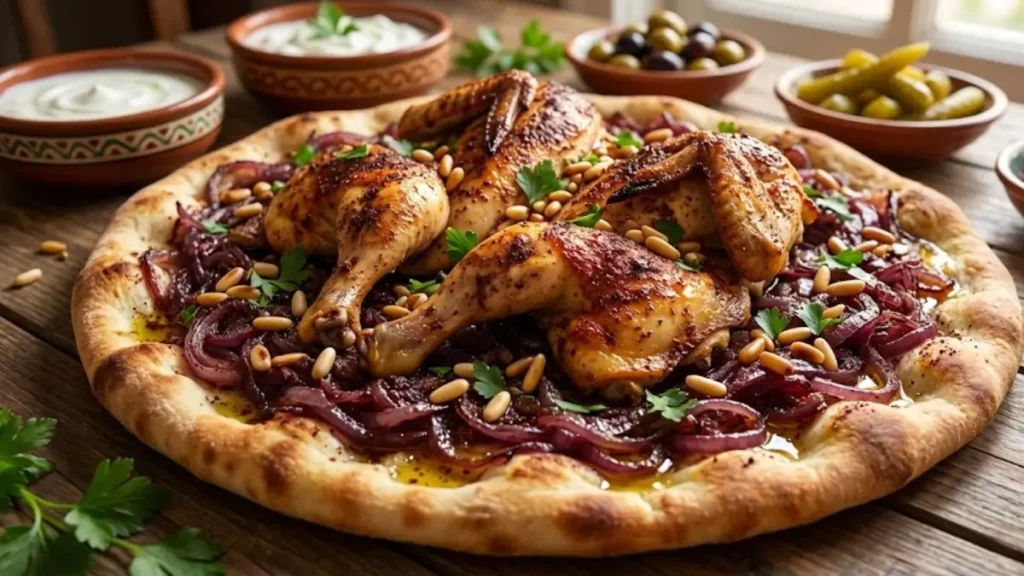 Authentic Palestinian Musakhan recipe with sumac chicken and caramelized onions