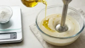 Blending olive oil with sodium alginate for molecular gastronomy pearls