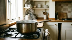 Recipe Ugali: The Simple Traditional Method That Never Fails 3 Boiling water in a pot for recipe ugali