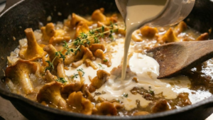 Cream added to make sauce