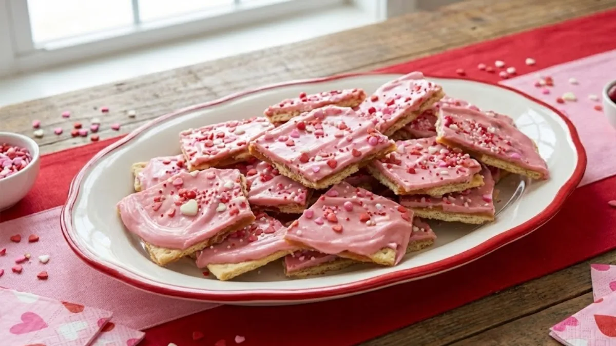Valentine’s Day Crack Candy – The Sweet & Salty Treat Everyone Is Obsessed With 2 Finished Valentine’s Day crack candy pieces