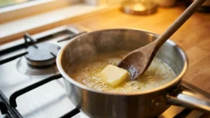Valentine’s Day Crack Candy – The Sweet & Salty Treat Everyone Is Obsessed With 5 Melting butter in saucepan
