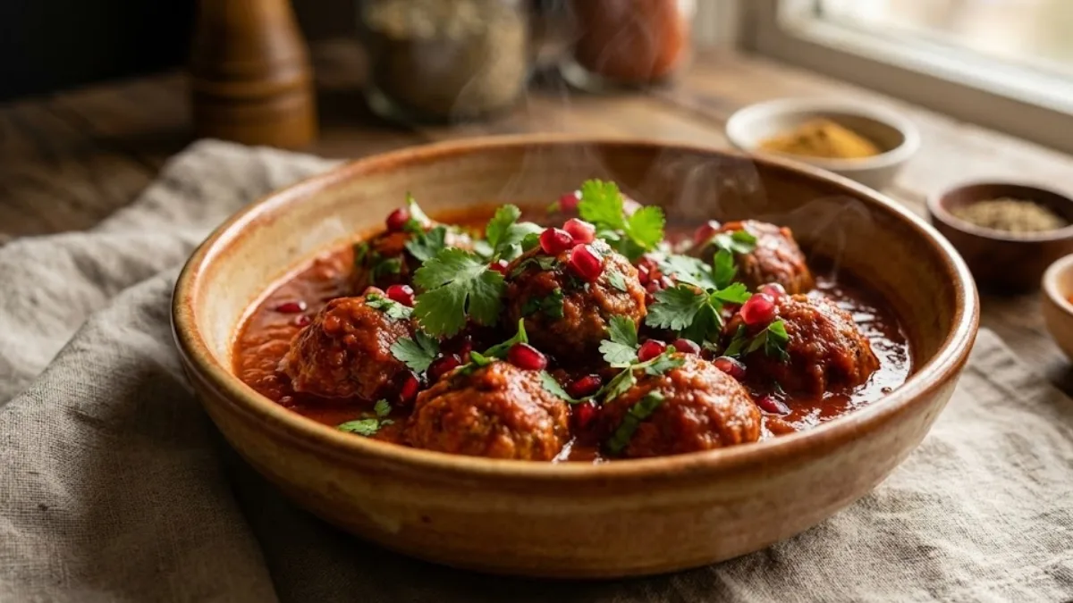 Moroccan meatballs recipe with tender meatballs in tomato sauce