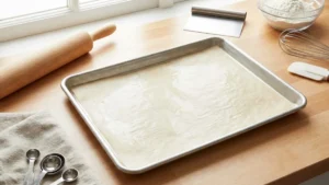 Valentine’s Day Crack Candy – The Sweet & Salty Treat Everyone Is Obsessed With 3 Preparing a lined baking tray for Valentine’s Day crack candy