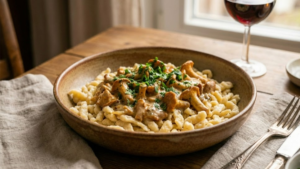 Rahmschwammerl served over spaetzle