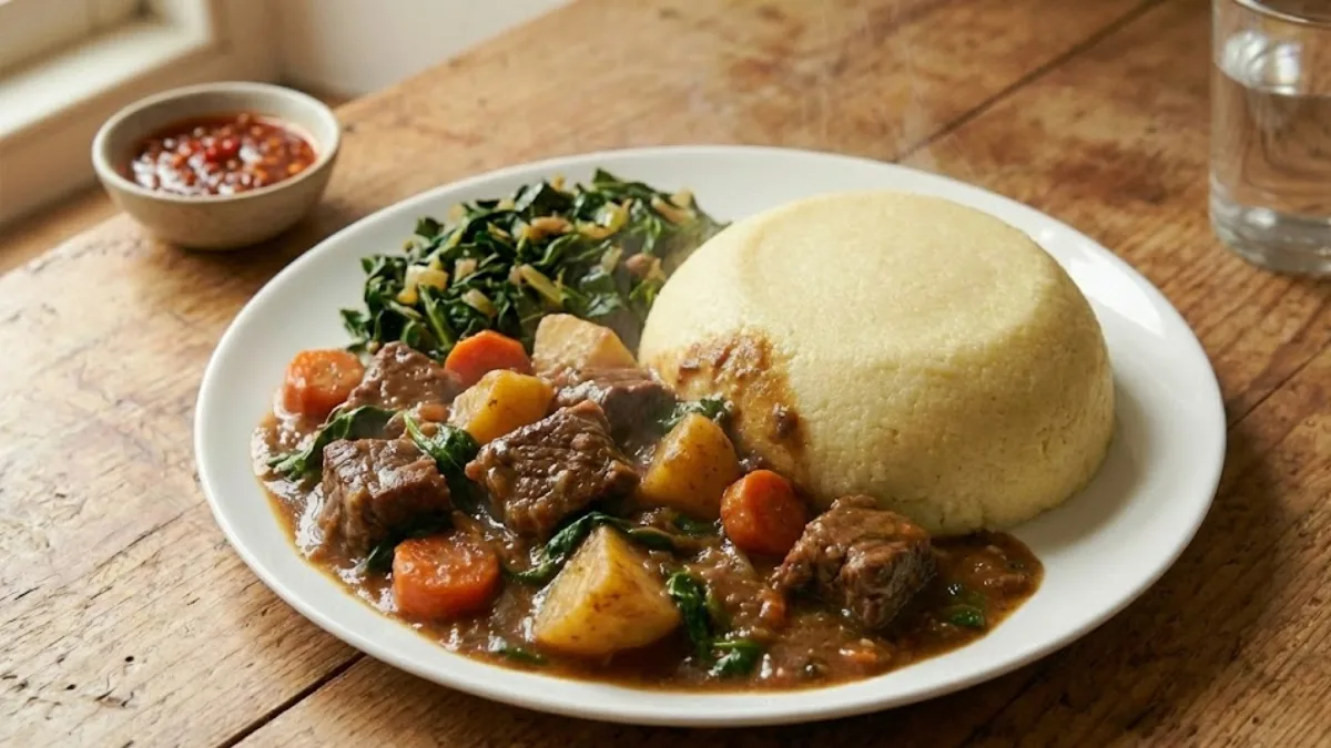 Recipe Ugali: The Simple Traditional Method That Never Fails 2 Recipe ugali served with vegetables
