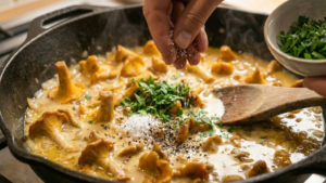 Seasoning and garnishing mushrooms