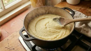 Recipe Ugali: The Simple Traditional Method That Never Fails 8 Smoothing the top of cooked ugali