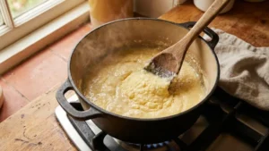 Recipe Ugali: The Simple Traditional Method That Never Fails 5 Stirring ugali mixture in a pot