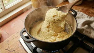 Recipe Ugali: The Simple Traditional Method That Never Fails 7 Ugali pulling away from the pot sides