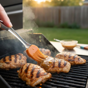 Kilauea Chicken Recipe 7 Basting grilled Kilauea chicken with pineapple glaze