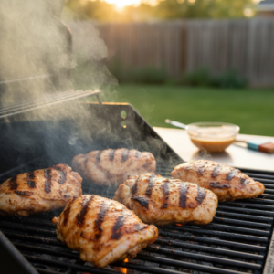 Kilauea Chicken Recipe 6 Grilling Kilauea chicken on barbecue grill until caramelized