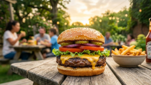 Classic cookout burger ready to serve