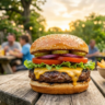 Classic cookout burger ready to serve