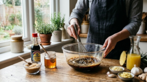 Molokai Chicken Recipe 4 Mixing sweet pineapple soy marinade for Molokai chicken