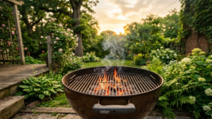 Preheating grill for classic backyard cookout burgers
