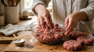 Preparing classic cookout burger patties with seasoned ground beef