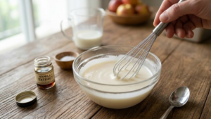 Stock’s Bakery Pound Cake Recipe 12 Preparing vanilla icing for pound cake.