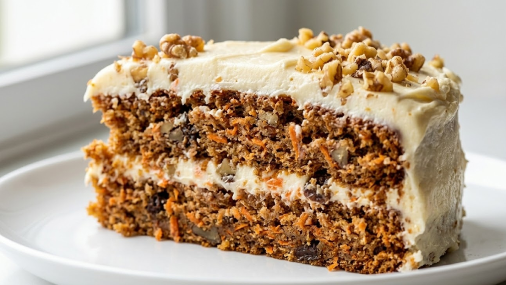 Home 10 Slice of Lloyd carrot cake with cream cheese frosting