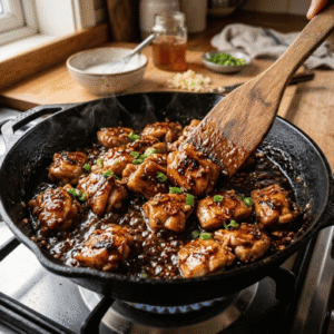 Easy Chicken Breast Recipes: 10 Quick & Delicious Dinner Ideas 7 Honey garlic chicken simmering in a skillet with glossy thick sauce